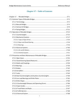 Chapter 17 – Table of Contents