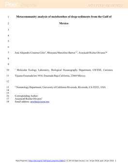 Metacommunity Analysis of Meiobenthos of Deep-Sediments from the Gulf Of