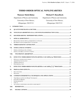 Third Order Optical Nonlinearities