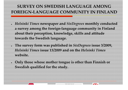 Survey on Swedish Language Among Foreign-Language Community in Finland