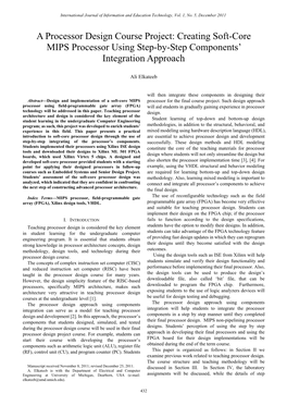 Creating Soft-Core MIPS Processor Using Step-By-Step Components’ Integration Approach