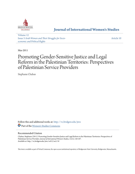 Promoting Gender-Sensitive Justice and Legal Reform in the Palestinian Territories: Perspectives of Palestinian Service Providers Stephanie Chaban