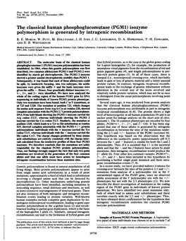 Isozyme Polymorphism Is Generated by Intragenic Recombination R