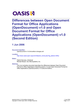 Opendocument) V1.0 and Open Document Format for Office Applications (Opendocument) V1.0 (Second Edition