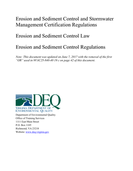 Erosion and Sediment Control Law and Regulations