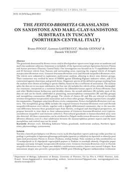 The Festuco-Brometea Grasslands on Sandstone and Marl-Clay-Sandstone Substrata in Tuscany (Northern-Central Italy)