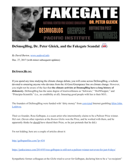 Desmogblog, Dr. Peter Gleick, and the Fakegate Scandal ( )