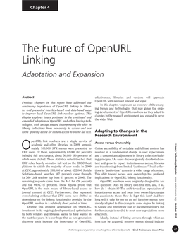 The Future of Openurl Linking Adaptation and Expansion