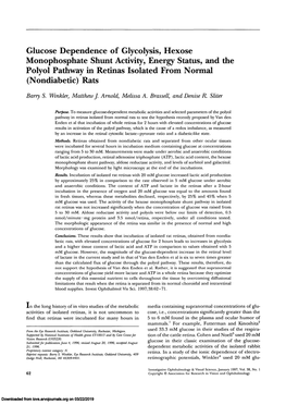 Glucose Dependence of Glycolysis, Hexose Monophosphate Shunt Activity, Energy Status, and the Polyol Pathway in Retinas Isolated from Normal (Nondiabetic) Rats