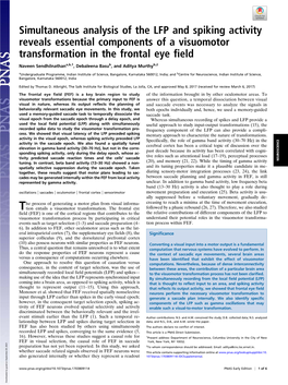 Simultaneous Analysis of the LFP and Spiking Activity Reveals Essential Components of a Visuomotor Transformation in the Frontal Eye Field