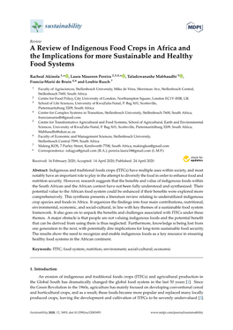 A Review of Indigenous Food Crops in Africa and the Implications for More Sustainable and Healthy Food Systems