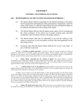 Chapter V Control and Working of Stations