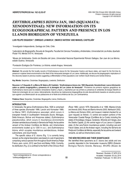 Erythrolamprus Bizona Distribution Printed in Venezuela