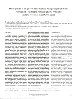 Application to Neogene Bimodal Igneous Rocks and Mineral Resources in the Great Basin