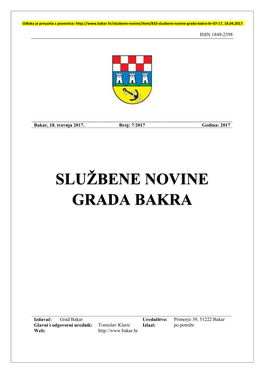 Službene Novine Grada Bakra