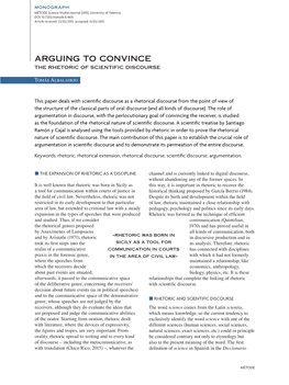 Arguing to Convince the Rhetoric of Scientific Discourse