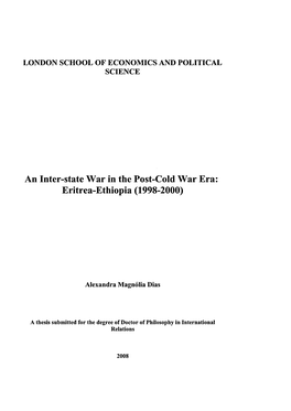 An Inter-State War in the Post-Cold War Era: Eritrea-Ethiopia (1998-2000)