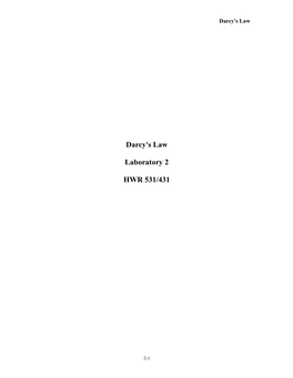 Darcy's Law Laboratory 2 HWR 531/431