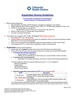 Argatroban Dosing Guidelines