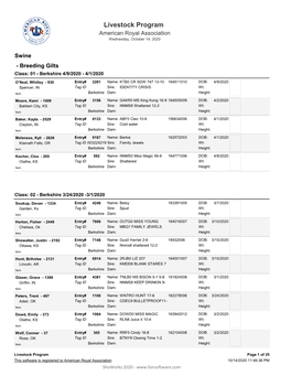 Livestock Program American Royal Association Wednesday, October 14, 2020