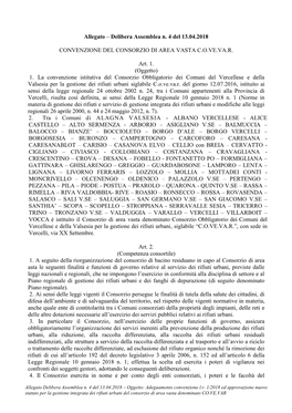 Convenzione Del Consorzio Di Area Vasta Co