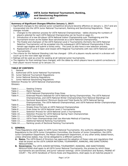 USTA Junior National Tournament, Ranking, and Sanctioning Regulations