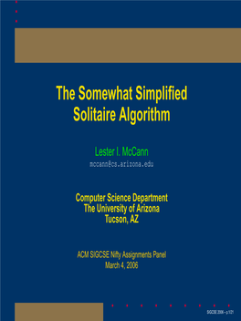 The Somewhat Simplified Solitaire Algorithm