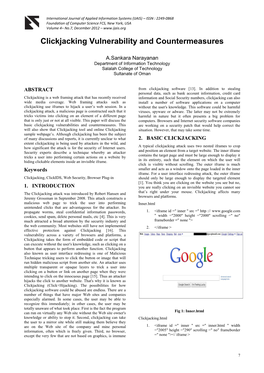 Clickjacking Vulnerability and Countermeasures