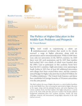 The Politics of Higher Education in the Middle East: Problems and Prospects Dr