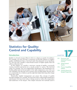 Chapter 17 Statistics for Quality: Control and Capability