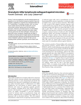 Granulysin: Killer Lymphocyte Safeguard Against Microbes