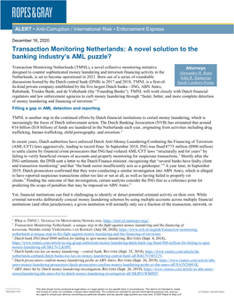 Transaction Monitoring Netherlands: a Novel Solution to the Banking Industry’S AML Puzzle?