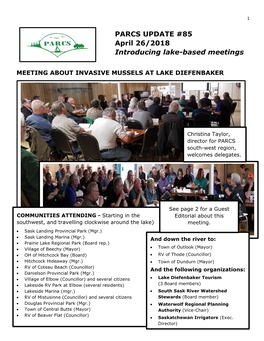 PARCS UPDATE #85 April 26/2018 Introducing Lake-Based Meetings