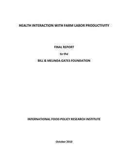 Health Interaction with Farm Labor Productivity