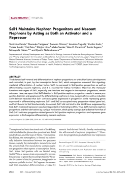 Sall1 Maintains Nephron Progenitors and Nascent Nephrons by Acting As Both an Activator and a Repressor