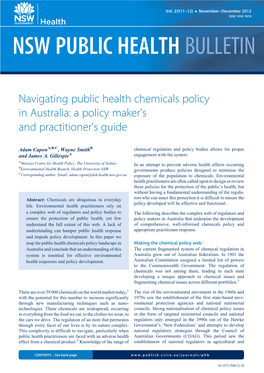 Navigating Public Health Chemicals Policy in Australia: a Policy Maker's and Practitioner's Guide