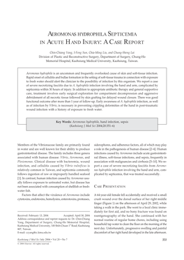 Aeromonas Hydrophila Septicemia in Acute Hand Injury: a Case Report