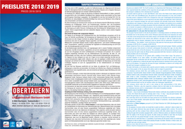 Liftgemeinschaft Obertauern – Preisliste 2018-2019