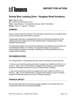 School Bus Loading Zone - Vaughan Road Academy