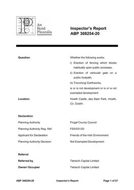 Inspector's Report ABP 308254-20