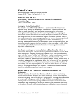 Virtual Mentor American Medical Association Journal of Ethics January 2015, Volume 17, Number 1: 56-61