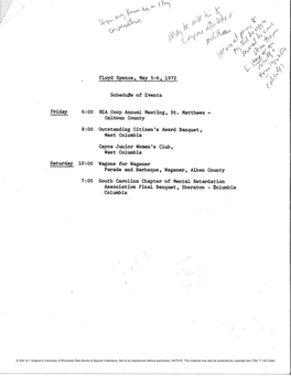 Friday Floyd Spence, May 5-6, 1972 Schedule of Events 6:00 REA Coop