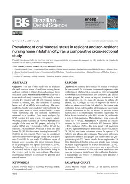 Prevalence of Oral Mucosal Status in Resident and Non-Resident Nursing