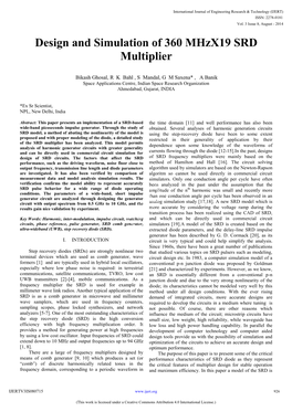 Design and Simulation of 360 Mhzx19 SRD Multiplier