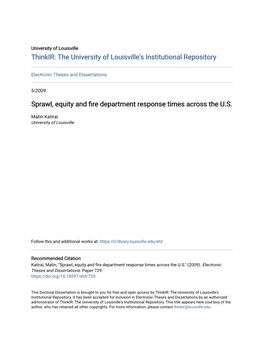 Sprawl, Equity and Fire Department Response Times Across the U.S