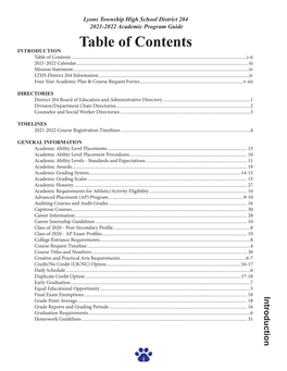 Table of Contents INTRODUCTION Table of Contents