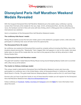 Disneyland Paris Half Marathon Weekend Medals Revealed