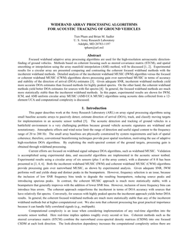 Wideband Array Processing Algorithms for Acoustic Tracking of Ground Vehicles