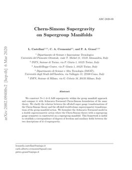 Chern-Simons Supergravity on Supergroup Manifolds Arxiv