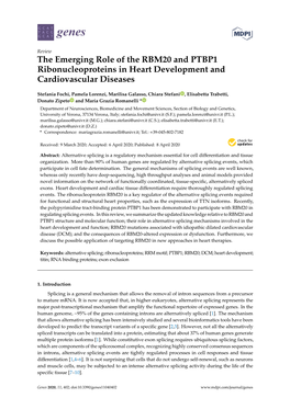 The Emerging Role of the RBM20 and PTBP1 Ribonucleoproteins in Heart Development and Cardiovascular Diseases
